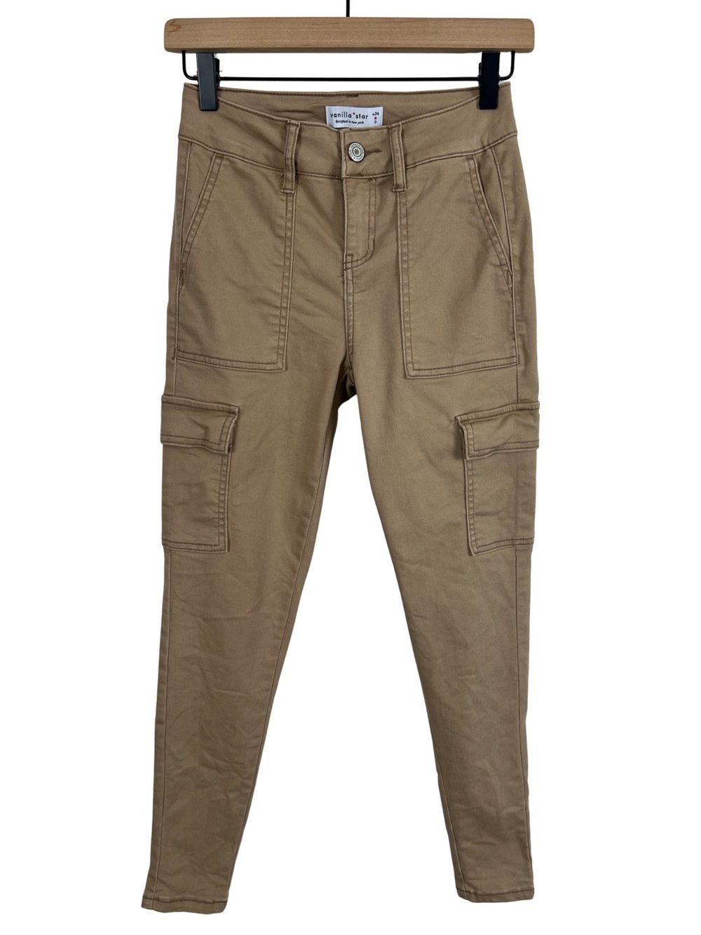 Vanilla Star Cargo Pants Womens 0 Tan Skinny Stretch